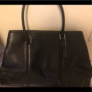 Black leather Coach tote in good condition